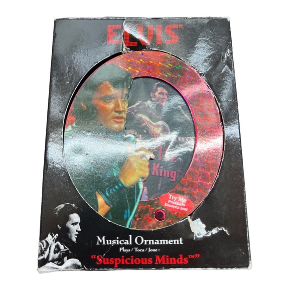 Vintage Elvis Presley Musical Ornament Plays Suspicious Minds comes with Box - Picture 4 of 4